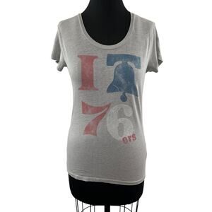 NBA Basketball Hardwood Classic I Love Philadelphia 76rs Gray Short Sleeve Top L